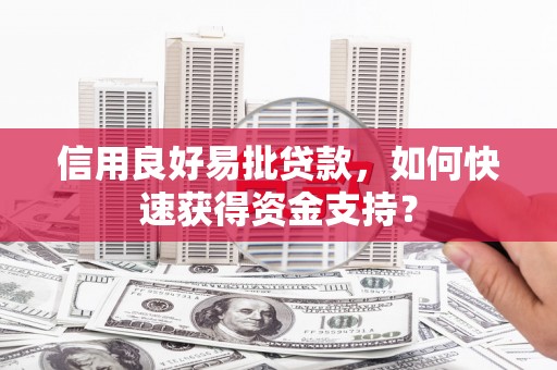 福田信用良好易批贷款，如何快速获得资金支持？
