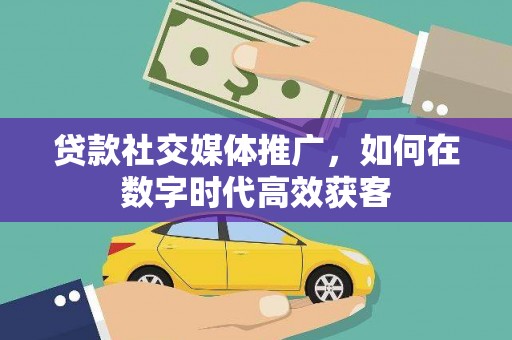 福田贷款社交媒体推广，如何在数字时代高效获客
