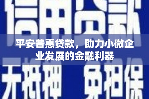福田平安普惠贷款，助力小微企业发展的金融利器